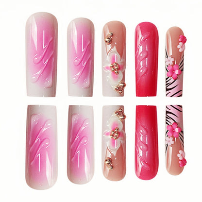 Floral Acryl Press-On Nail Art Extensions Brehn