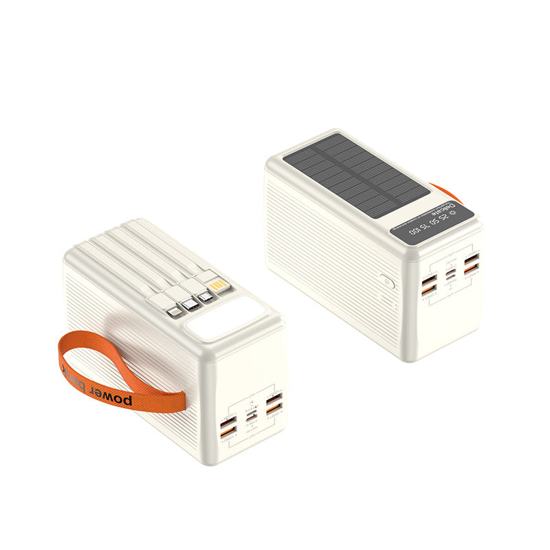 Solar Powerbank mit Integrierten Ladekabeln und Digitaler Anzeige Brehn