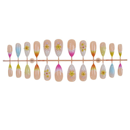 Vibrante Blumen Press-On Nagelkunst Set Brehn