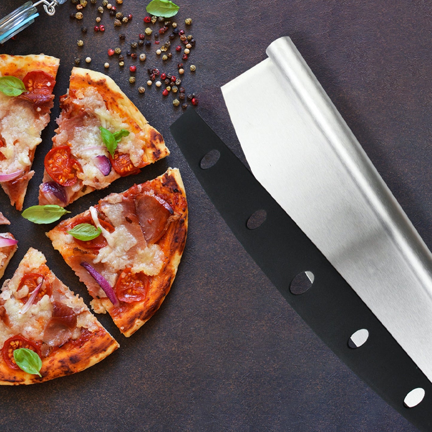 professionelles Pizzaschaufel-Set mit zusammenklappbarem Buchenholzgriff, Aluminium-Schaufel und Edelstahl-Rocker-Cutter Brehn