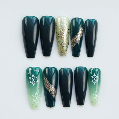 Glitzerndes Langes Stiletto Press-On Nagelset Brehn