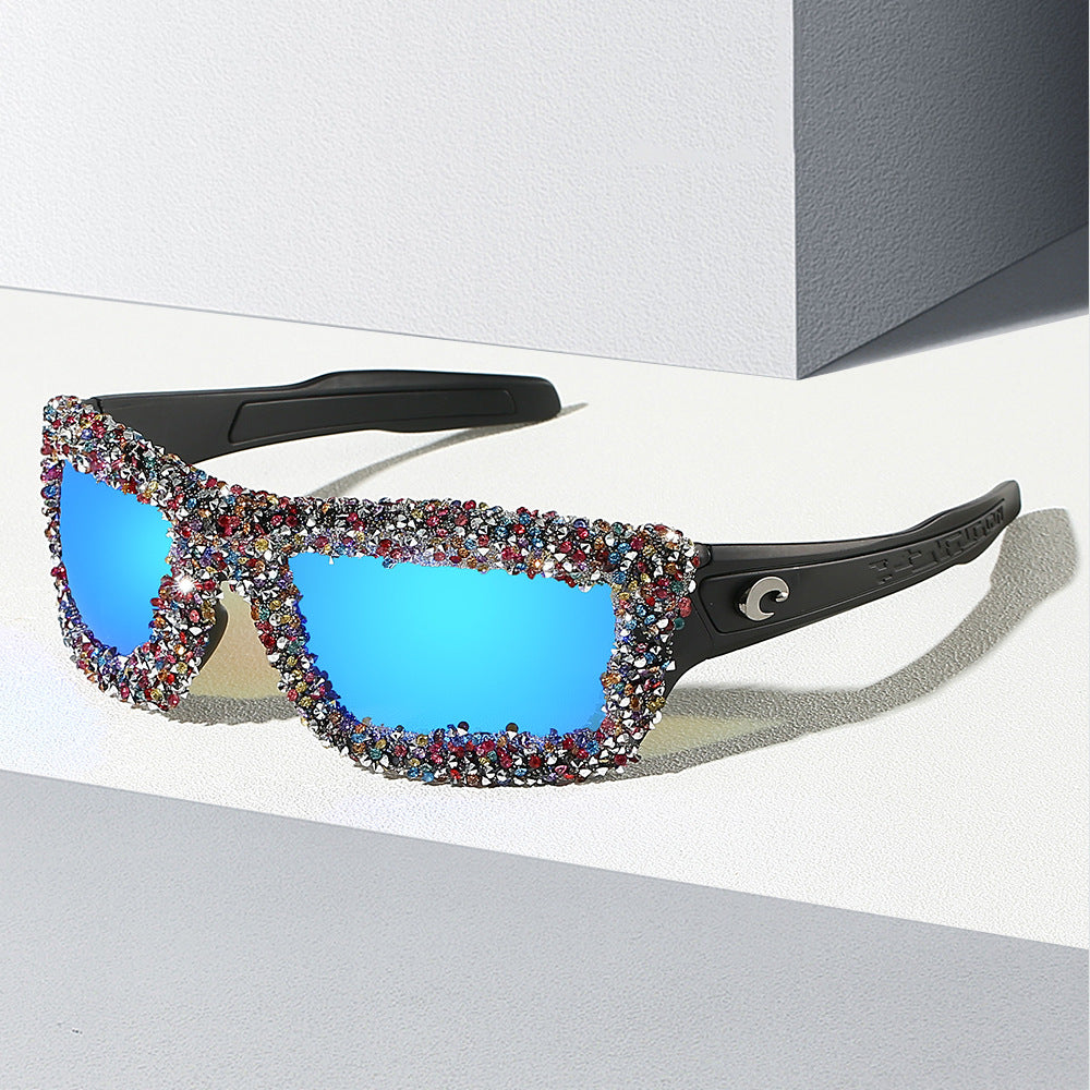 Damen Sportliche Sonnenbrille mit funkelndem Strassrahmen Brehn