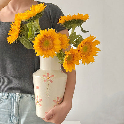 Blumenverzierte Keramikblumenvase