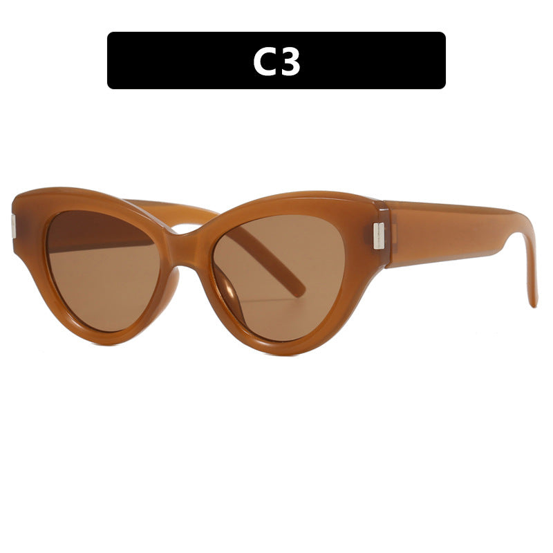 Damen stilvolle Cat-Eye Sonnenbrille mit transparentem Rahmen Brehn