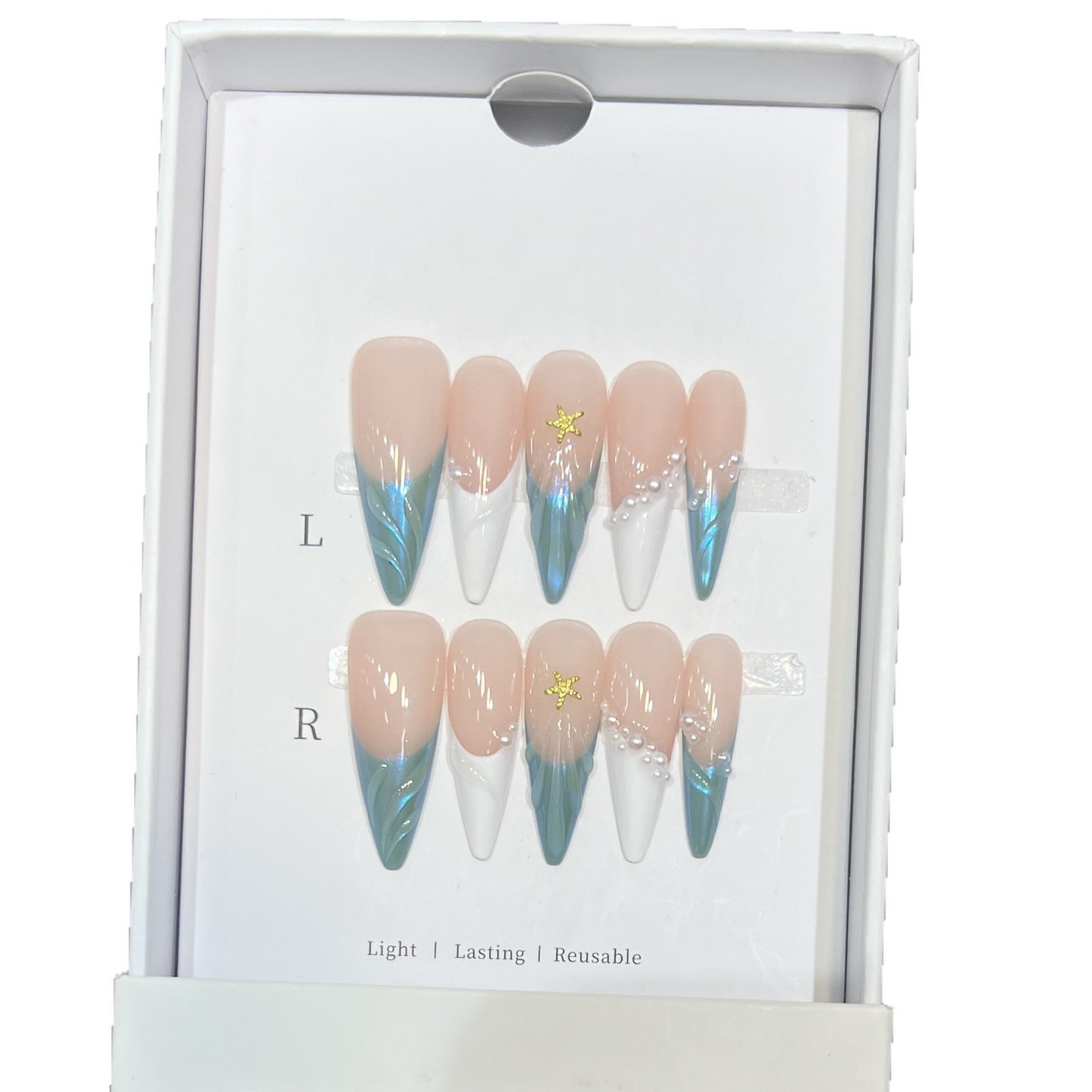 Blumen- und Punkte-Press-On-Nagelset Brehn