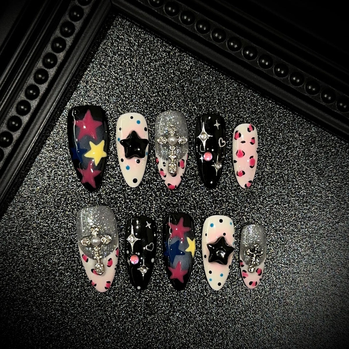 Künstlerisches Stern-Motiv Press-On Nagelset