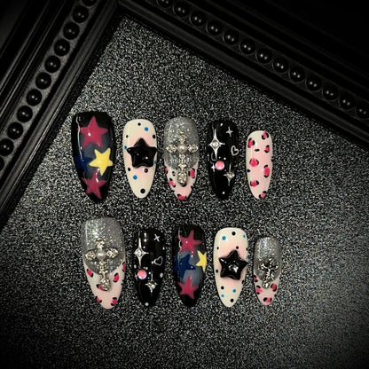 Künstlerisches Stern-Motiv Press-On Nagelset