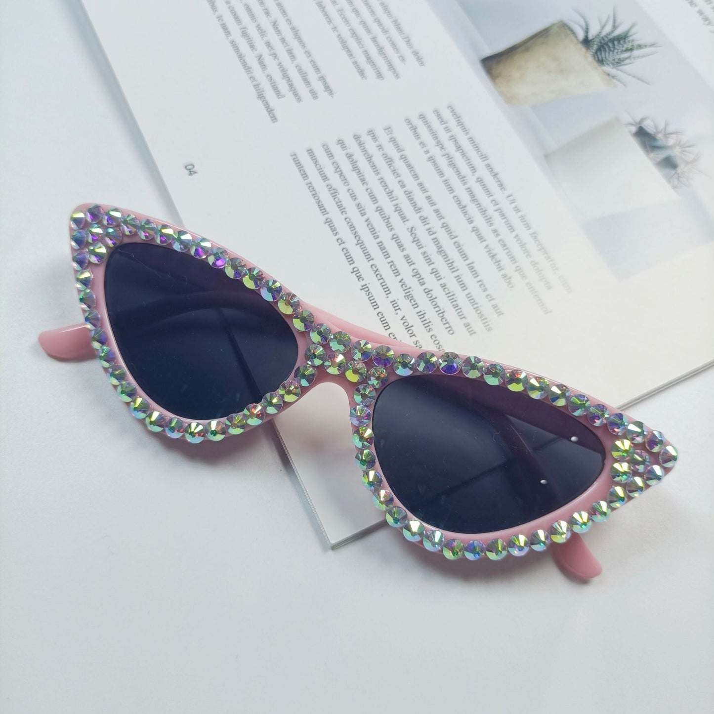 Damen Cat-Eye Sonnenbrille mit funkelndem Kristallbesatz Brehn