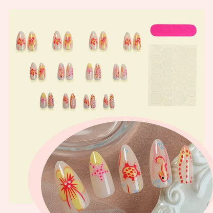 Kunstnagelset mit maritimem Design und lebhaften 3D-Motiven Brehn