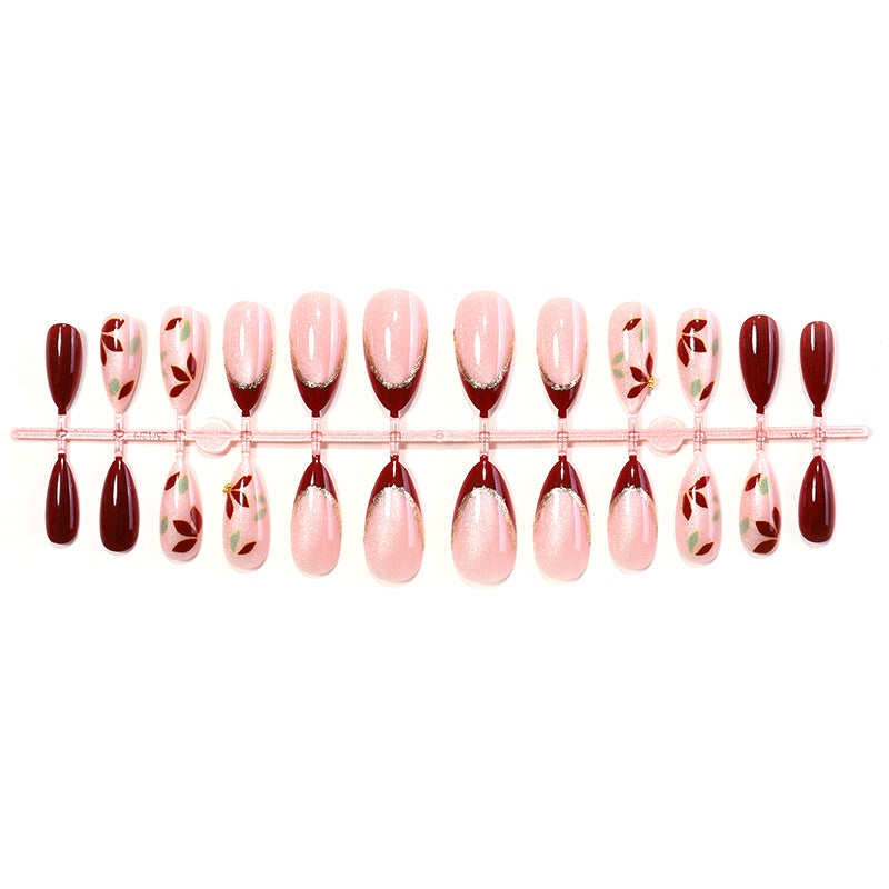 Elegante Press-On-Nagel-Set mit Floralart Brehn