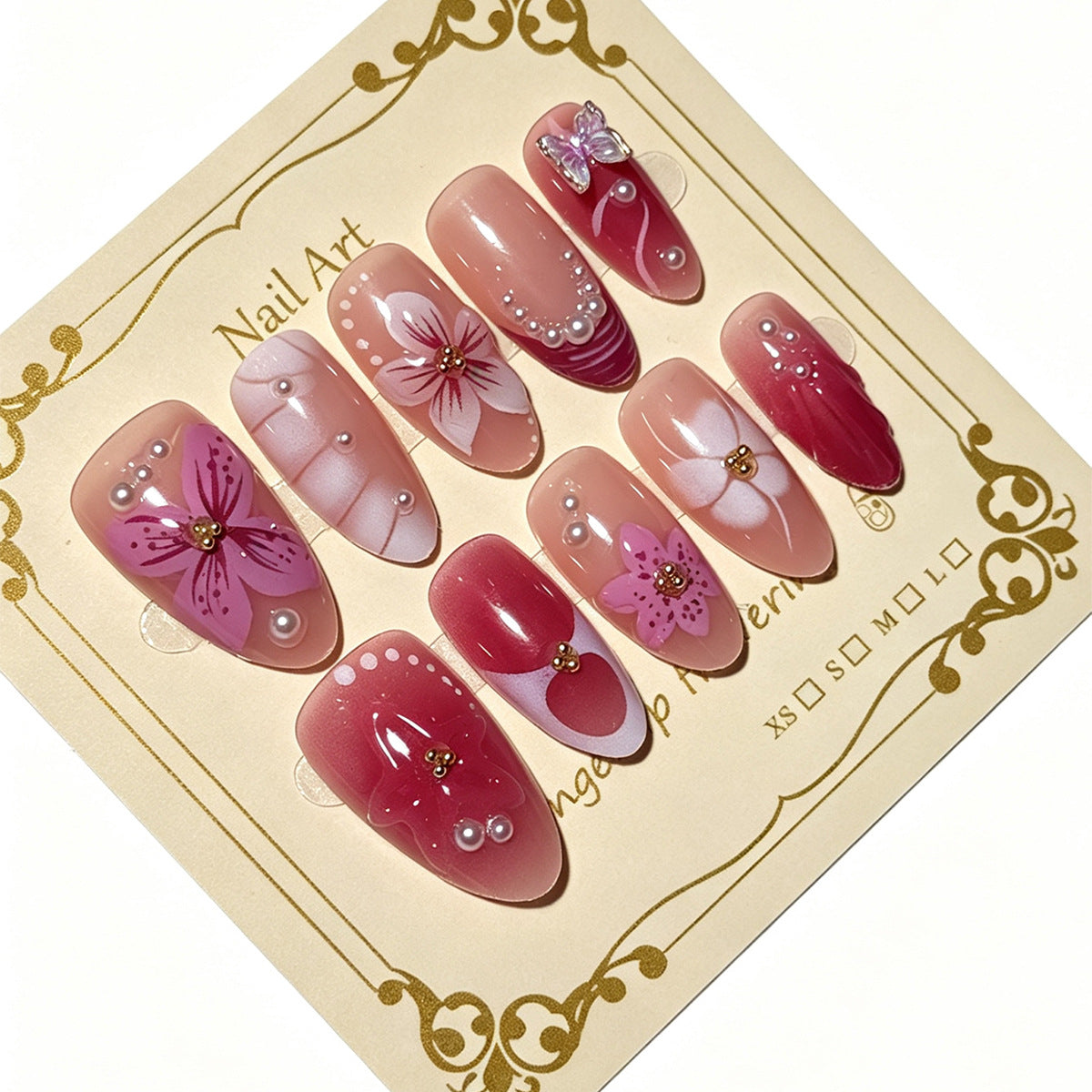 Florales dekoratives Press-On-Nagelkunst-Set Brehn