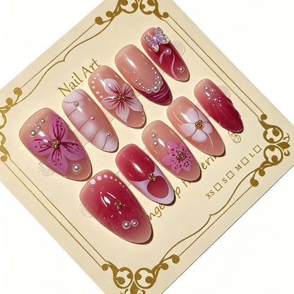Florales dekoratives Press-On-Nagelkunst-Set Brehn