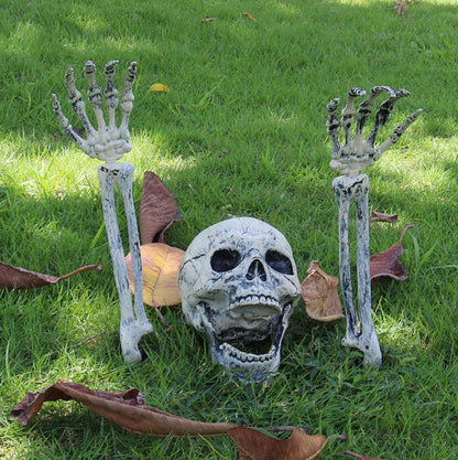 Bewegliche Skelett-Hand Erdspieße für Halloween-Gartendekoration aus wetterfestem Kunststoff