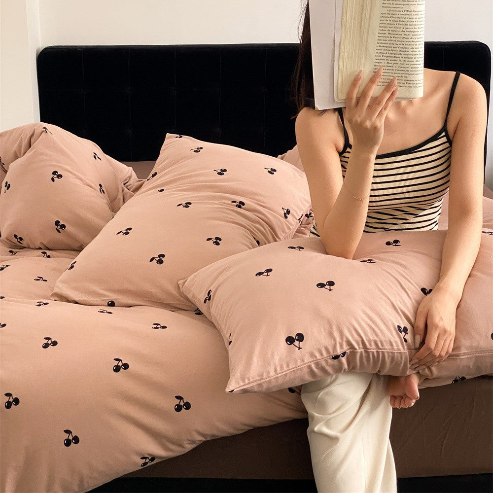 Polka Dot Baumwoll-Percale Bettbezugset mit Eckenbändern