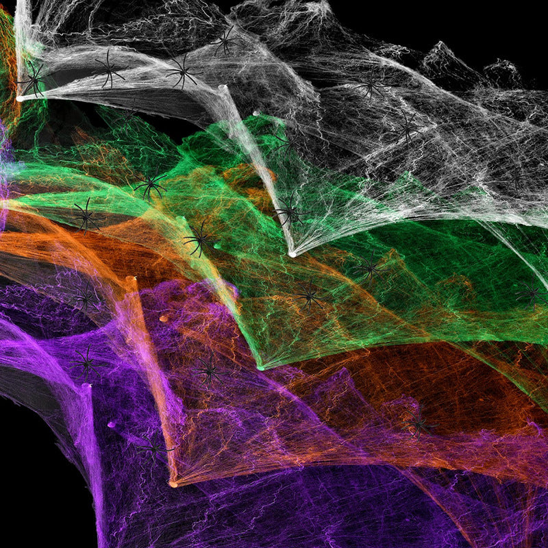 Dekorative Halloween Spinnennetz mit Kunstspinnen