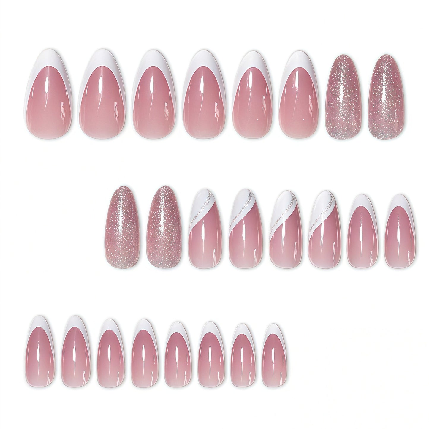 Elegante Funkelnde Französische Spitze Nagelverzierungen Brehn