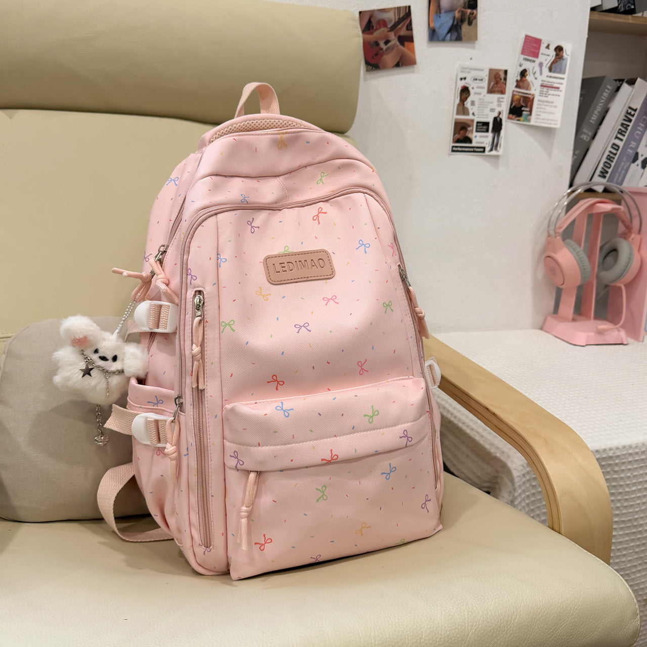 Lustiger gemusterter Schulrucksack