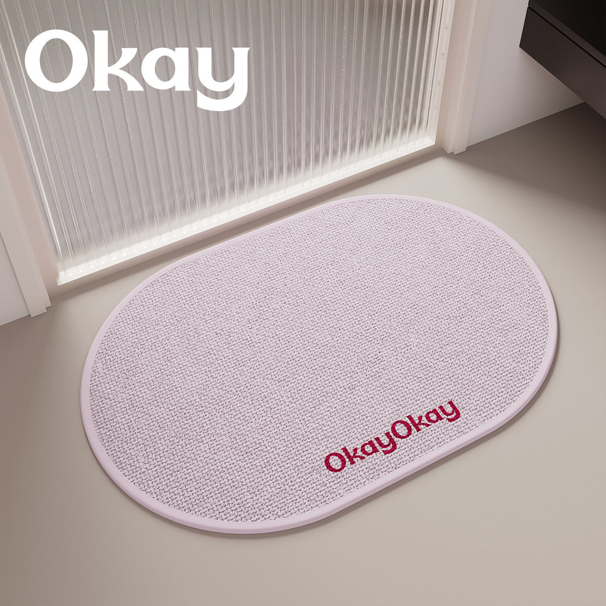 Non-Slip Oval Entrance Door Mat with Absorbent Loop Pile