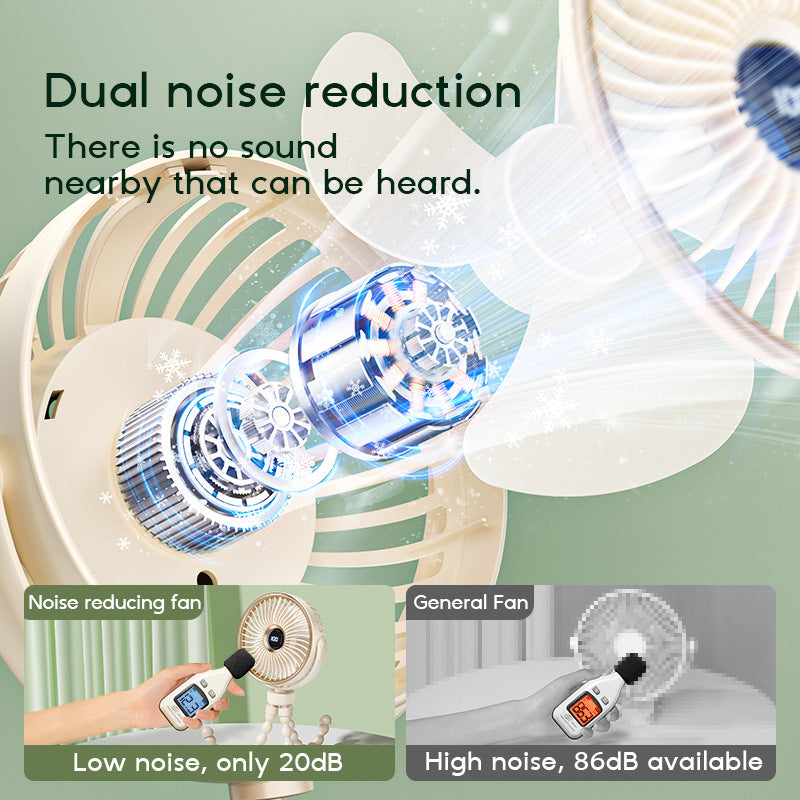 Unisex nan tragbarer wiederaufladbarer Clipventilator mit digitaler Anzeige, flexibler Klemme und mehrstufiger Geschwindigkeitsregelung Brehn