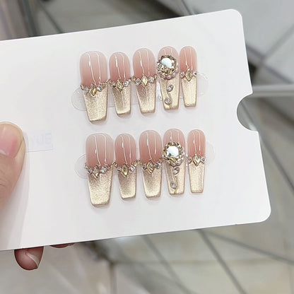 Luxuriöses mit Juwelen verziertes Press-On Nagelset Brehn