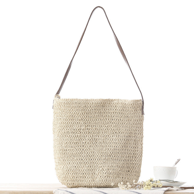 Handtasche Aus Handgeknüpftem Naturmaterial mit Verstellbarem Schulterriemen Brehn