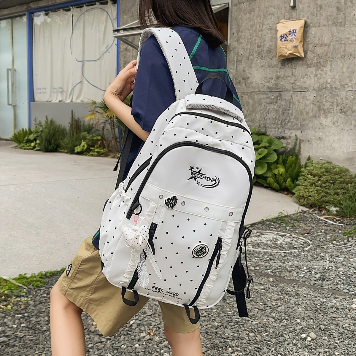 Stylische gepunktete Rucksack Brehn