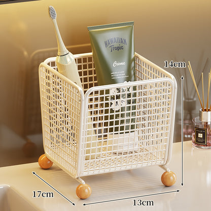 Theke Mesh Badezimmer Organizer Korb mit Holzballfüßen