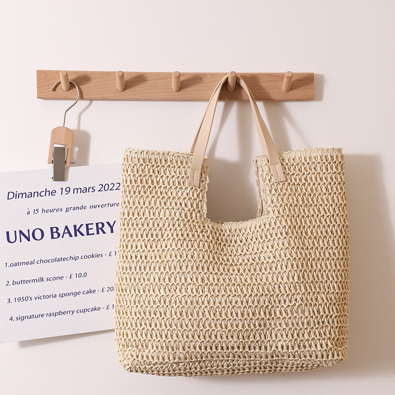 Elegante Geflochtene Tragetasche mit Stabilen Ledergriffen Brehn