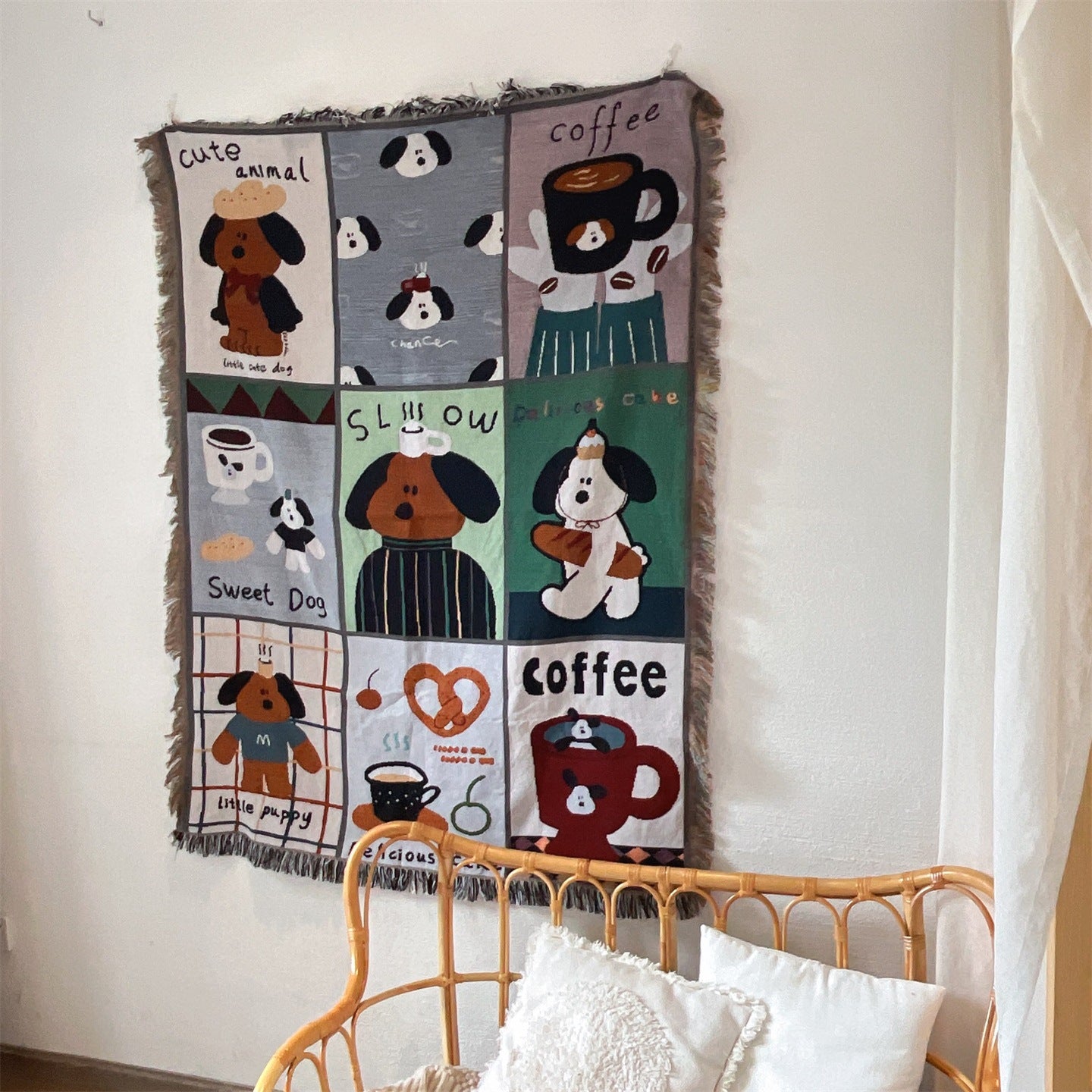 Verspielt Hund-Themen Wandteppichdecke