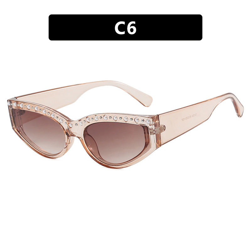 Damen Cat-Eye Sonnenbrille mit funkelndem Strassbesatz und animalischem Muster Brehn