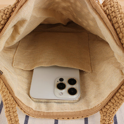 Makramee Strandtasche mit Handgewebtem Design Brehn
