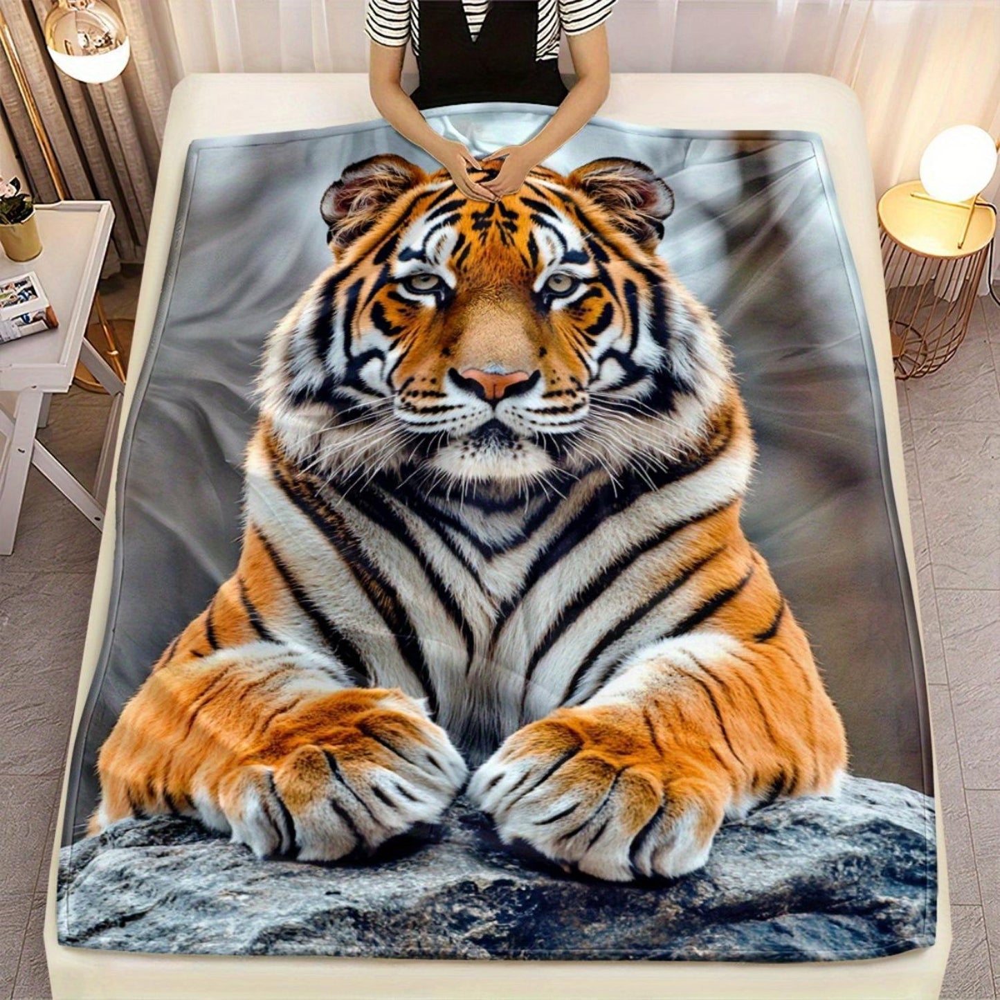 Künstlerisches Tiger-Themen-Plüschwurfdecke