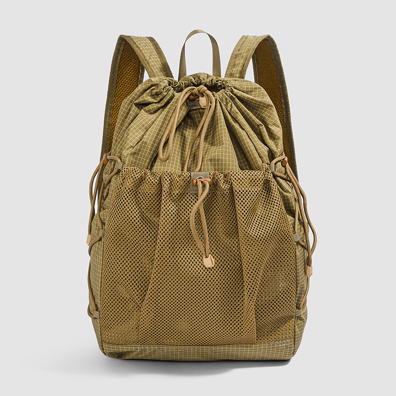 Vielseitiger Mesh-Panel Kordelzug Rucksack Brehn