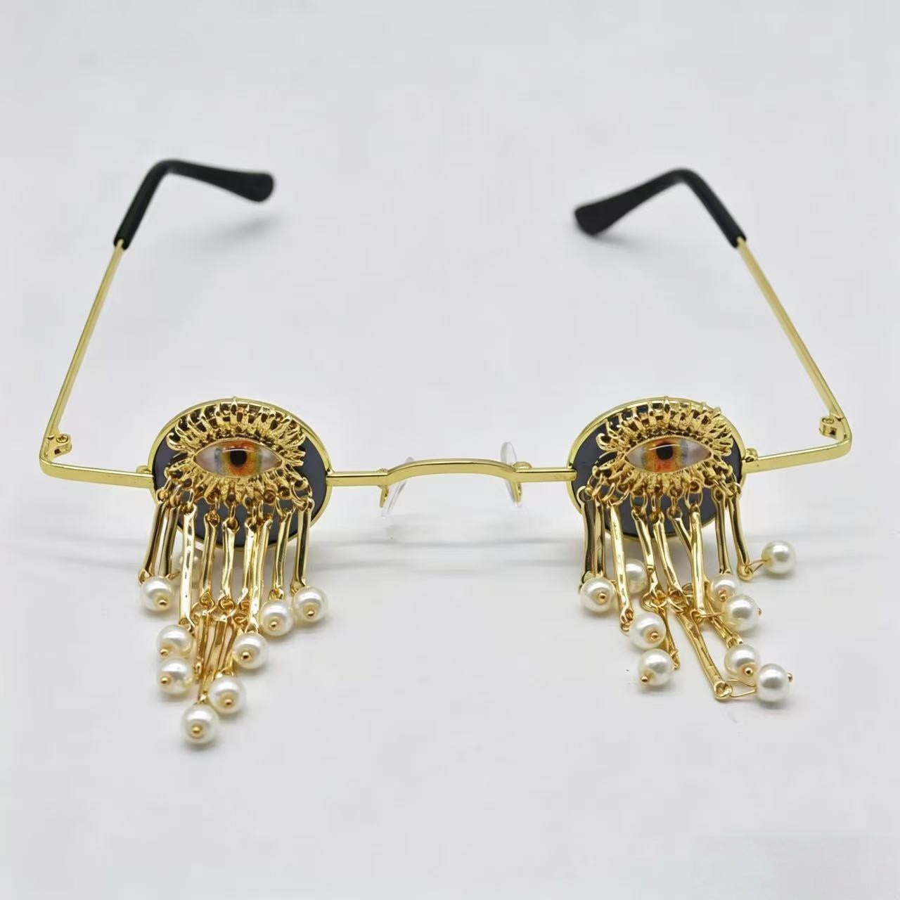 Damen exklusive Designer-Sonnenbrille mit auffälligen Perlenanhängern Brehn