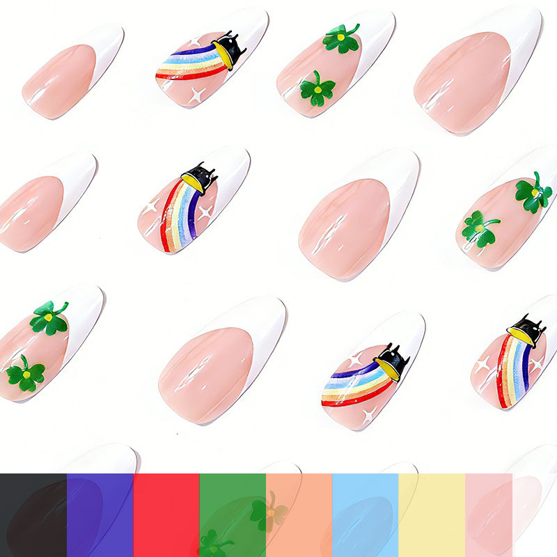 Thematisierte Regenbogen- und Shamrock-Nägel Kunst Brehn