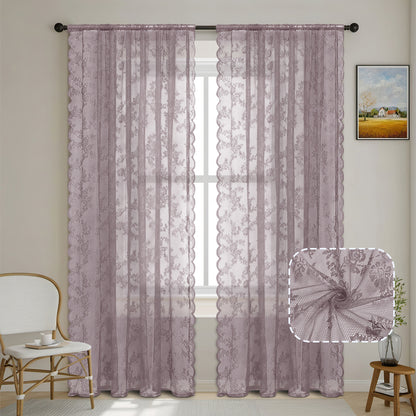 Elegante florale Spitzenfensterbehänge