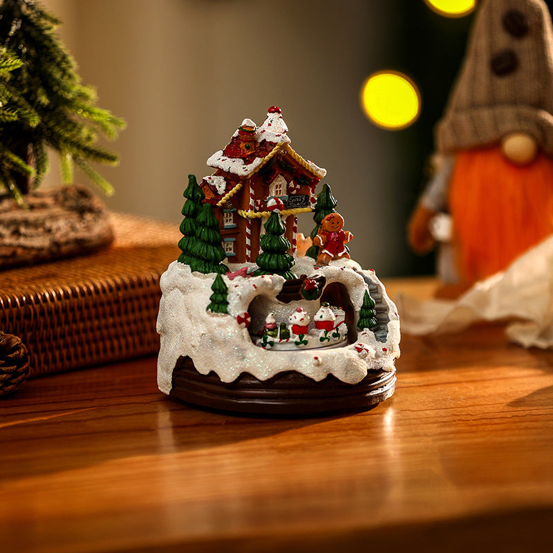 Beleuchtete Weihnachtsdorf-Szene mit winterlichem Design Brehn