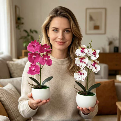 Realistische künstliche Orchideenpflanzenarrangement für die Innendekoration