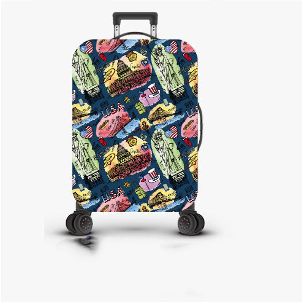 Unisex nan robuster Hartschalen-Trolley mit nostalgischem Eisenbahn-Collage-Print, rundum drehbaren Leichtlaufrollen und versenkbarem Teleskopgriff Brehn