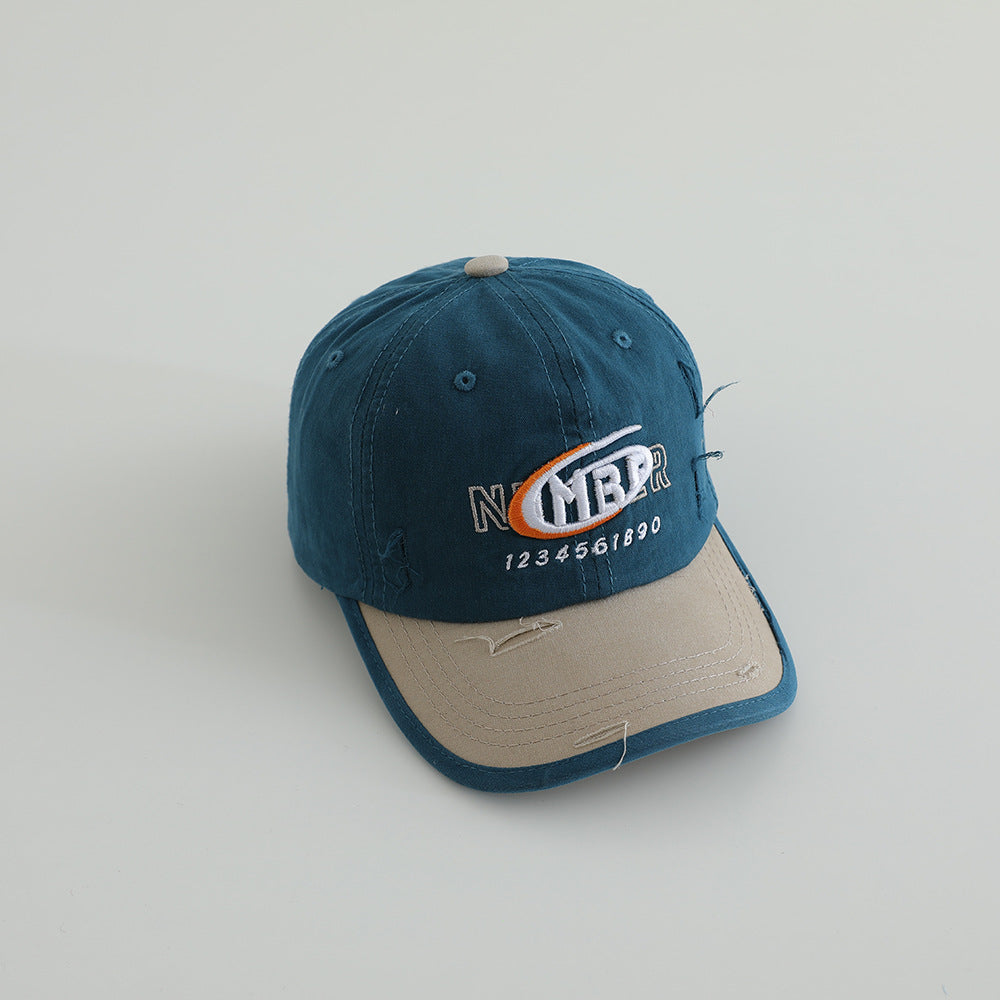Herren Distressed Baumwolle Logo Baseballcap Brehn