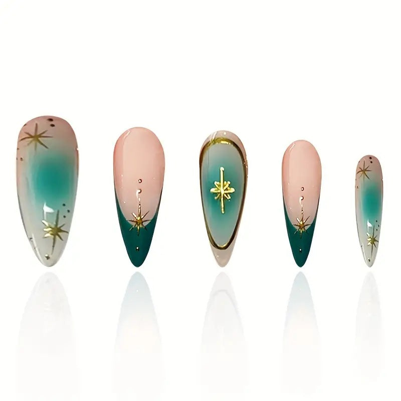 Elegante Stiletto-Nagelkunstverlängerungen mit dekorativen Elementen Brehn