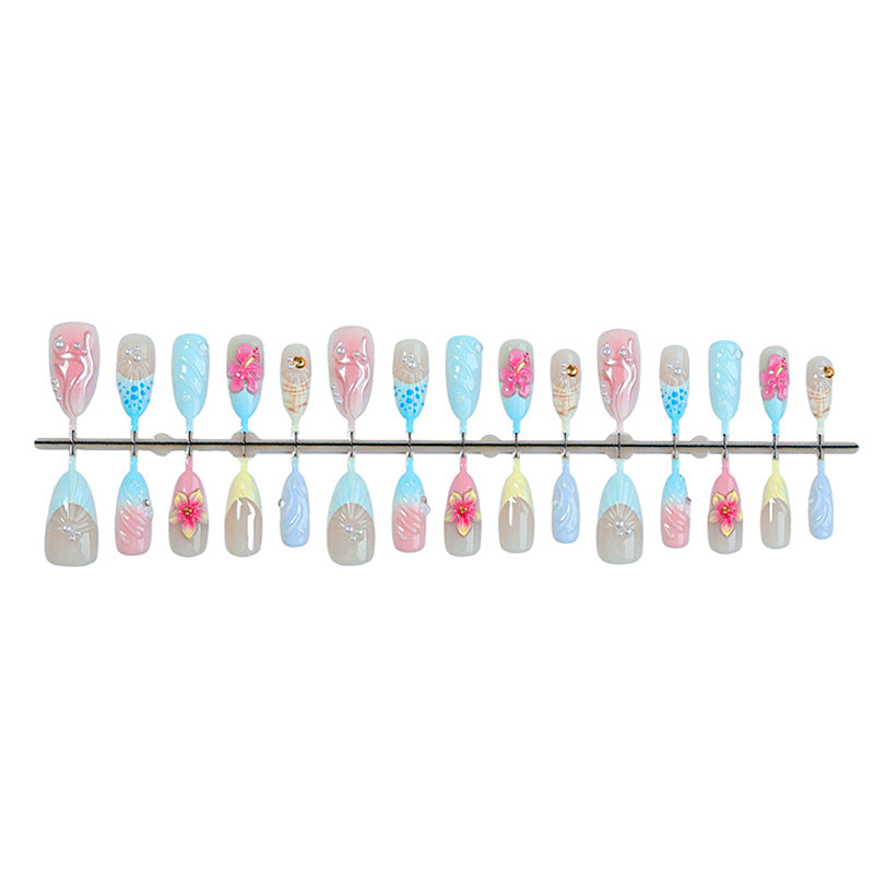 Dekoratives Press-On Nagelkunst Set mit Premium Blumendesigns Brehn