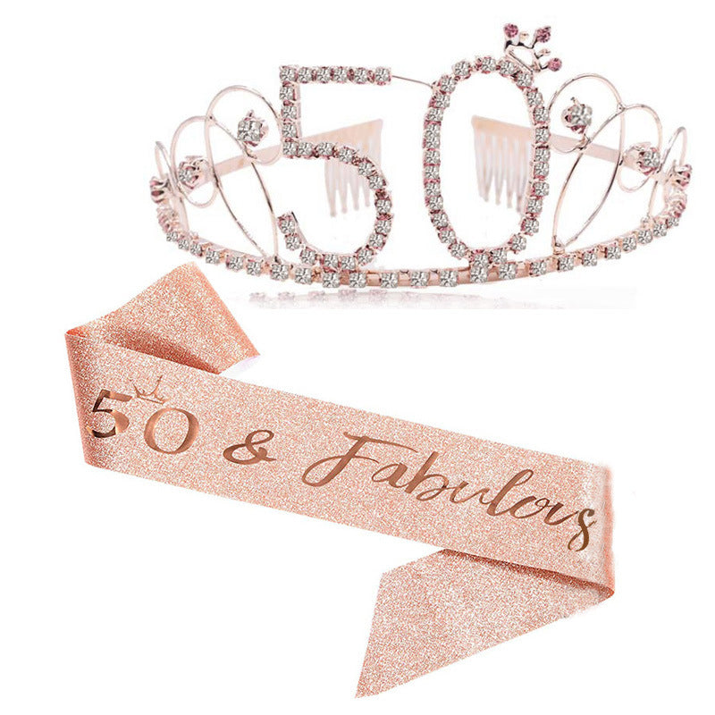 Damen Glitzernde Tiara mit festlichem "50 & Fabulous"-Design Brehn