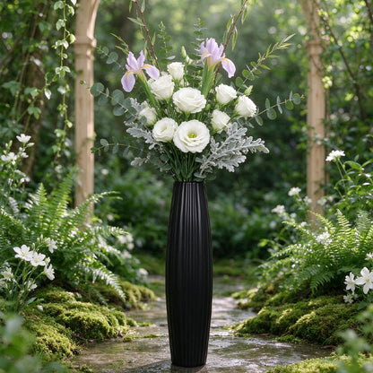 Elegante gerippte keramische Bodenvase Brehn
