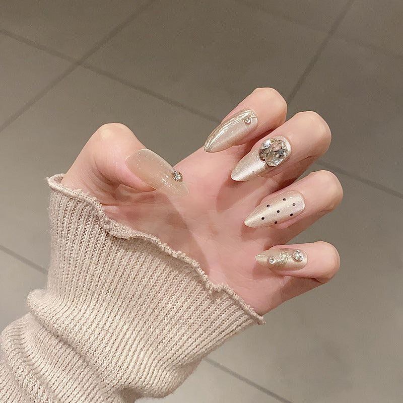 Elegante Lange Press-On Nägel Set mit Künstlerischen Spitzen Brehn