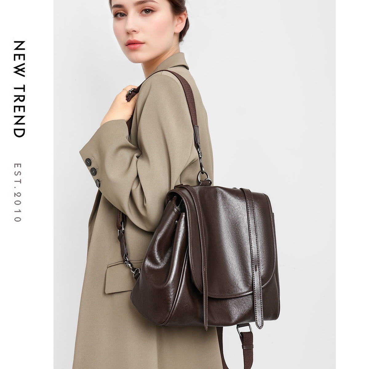 Strukturiertes Leder Schultertasche mit umwandlungsfähigen Riemen