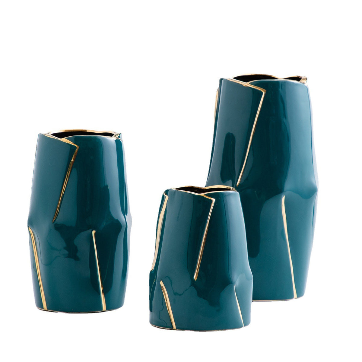 Dekorative Keramikvase mit goldener Akzentuierung Brehn