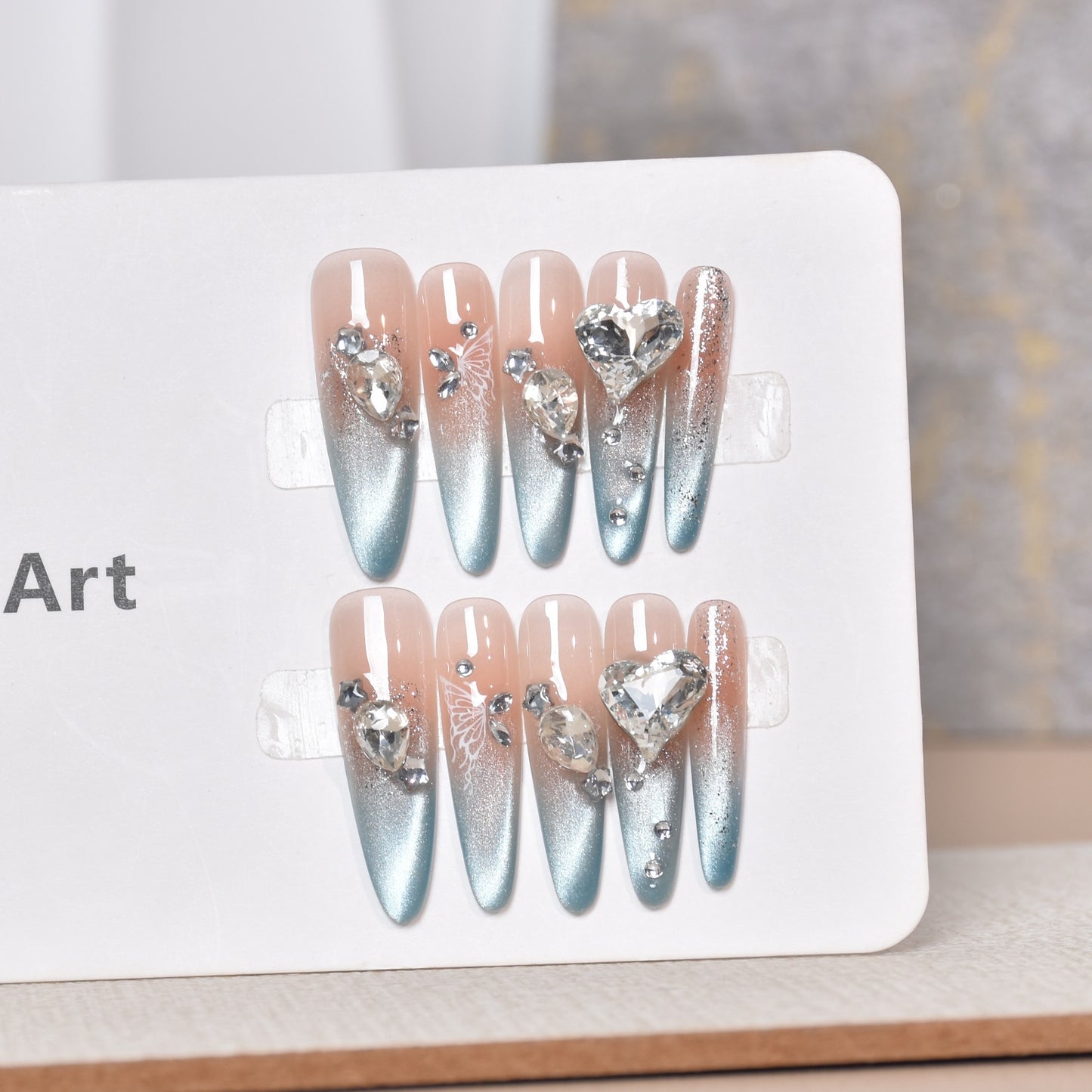 Künstlerische Kristall-verzierte Press-On Nagelkunst Brehn