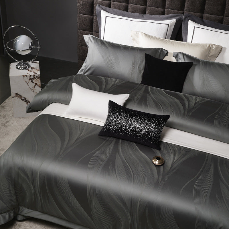 Luxuriöses Jacquard-Wellenstrukturiertes Bettwäsche-Set