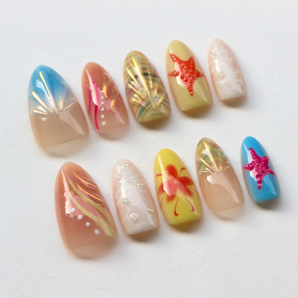 Künstlerisches strandthemen Press-On Nagelset